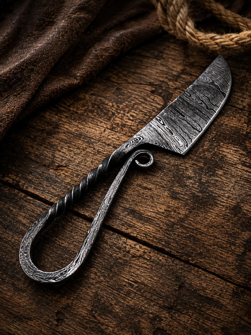 Ladder Damascus Blacksmith Knife
