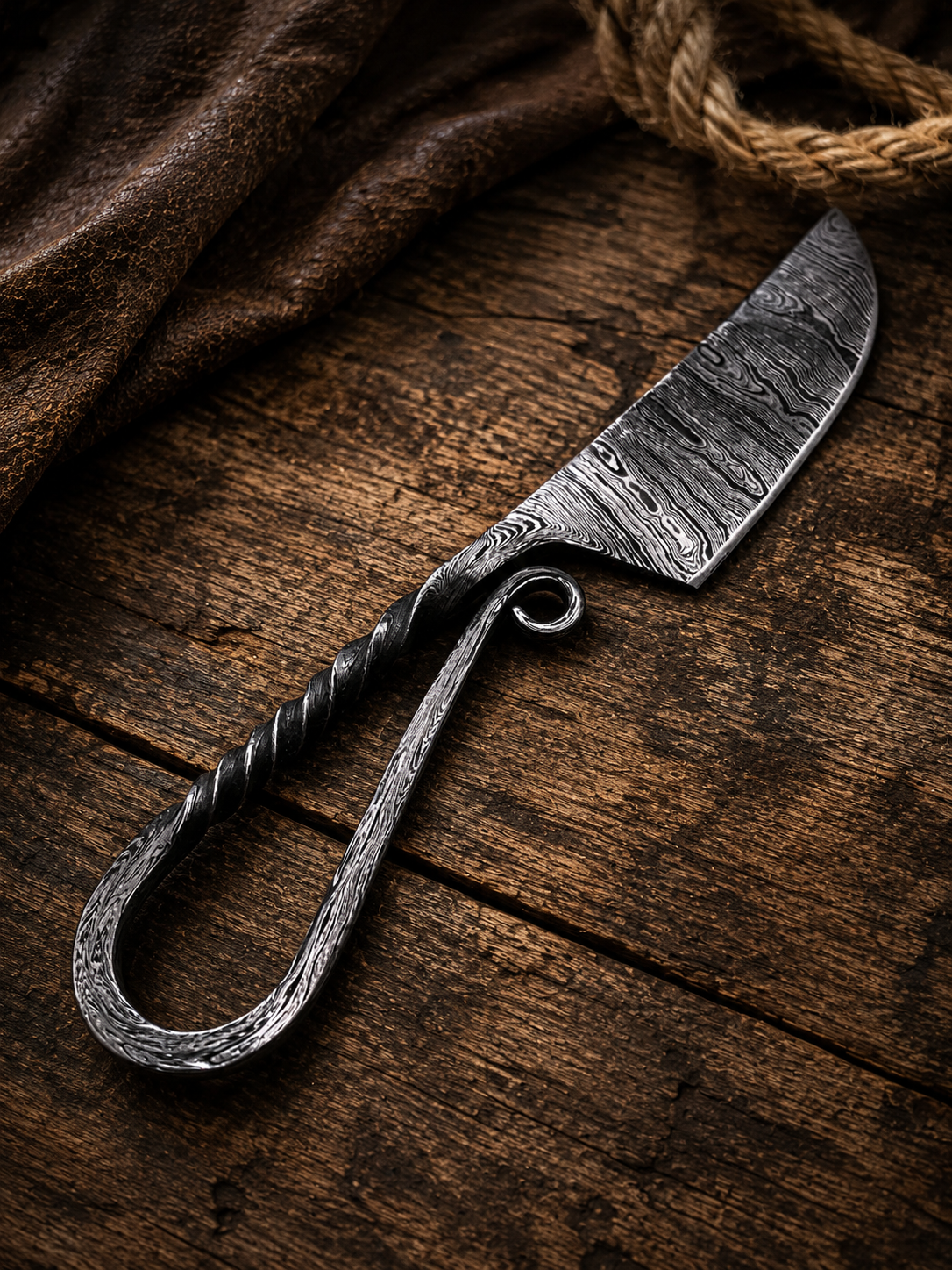 Ladder Damascus Blacksmith Knife